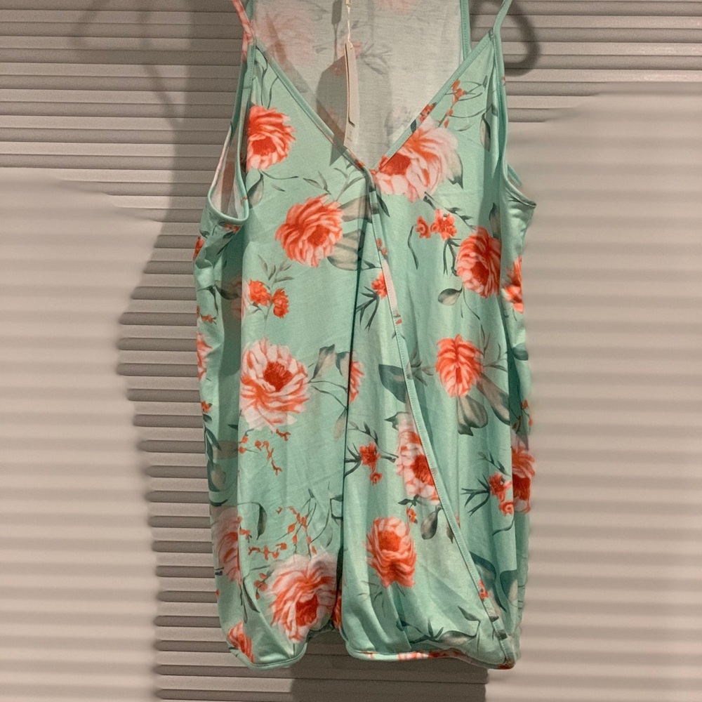 Mint green floral blouse with orange flowers NWT